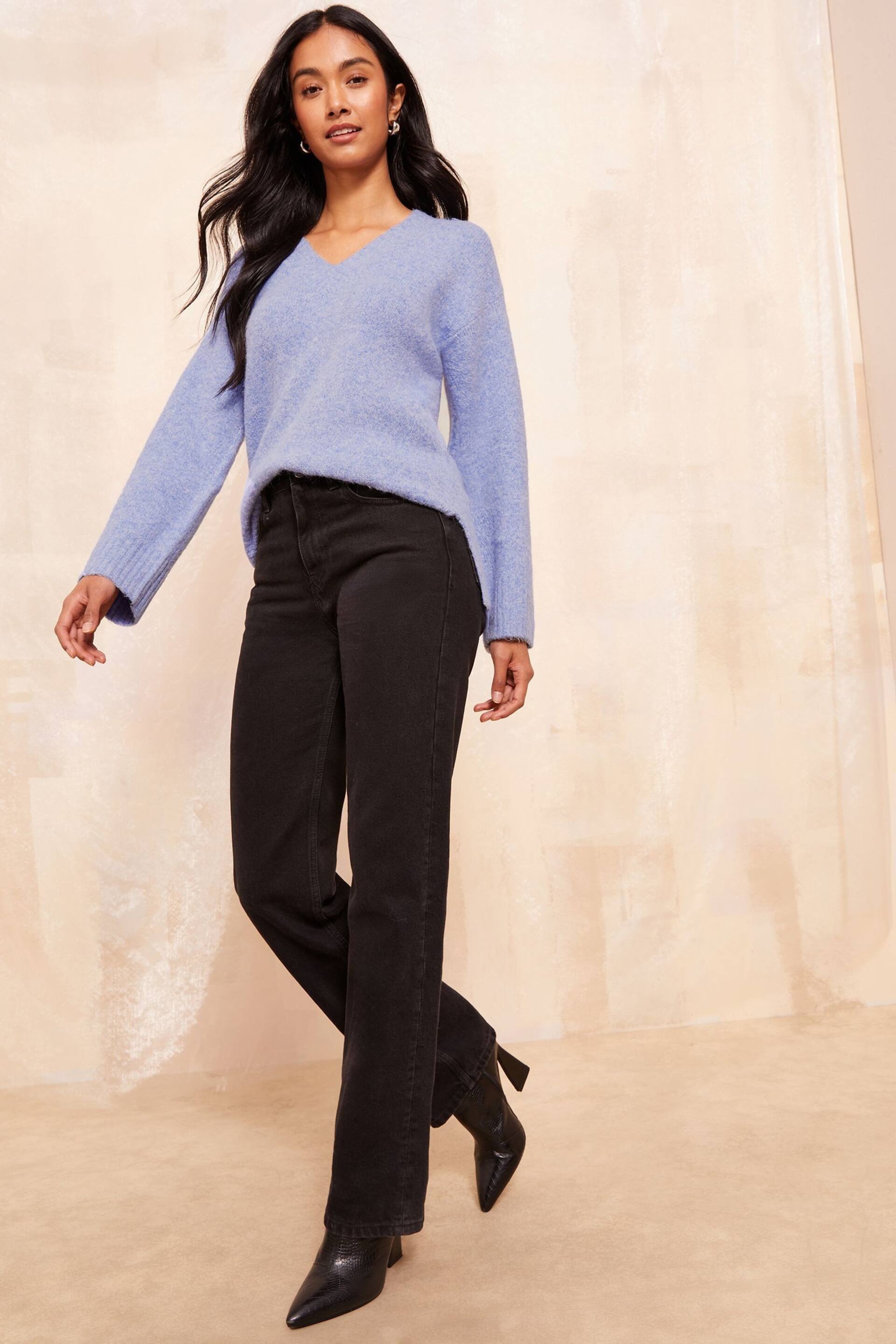 Friends Like These Blue Marl V Neck Cosy Jumper - Image 2 of 4