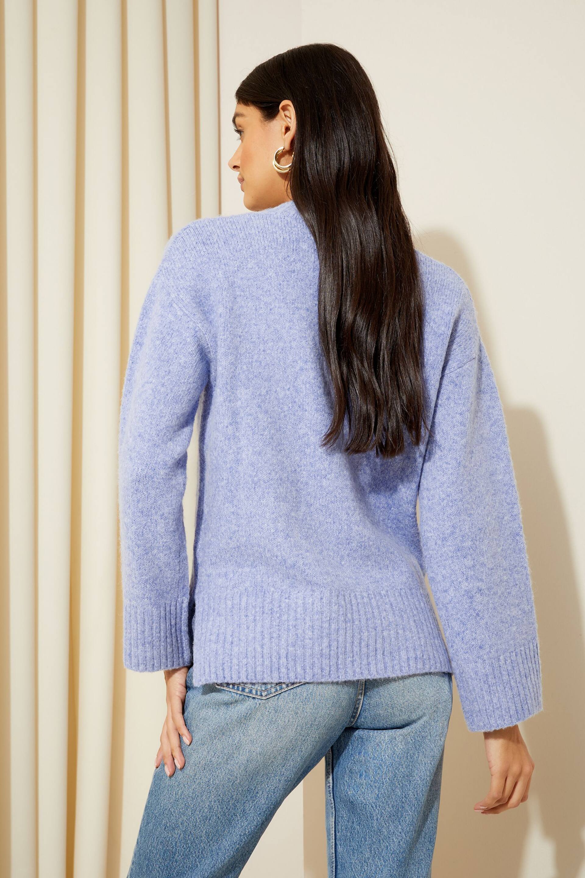 Friends Like These Blue Marl V Neck Cosy Jumper - Image 4 of 4