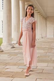 Lipsy Pink Flutter Sleeve Occasion Maxi Dress - Teen - Image 1 of 4