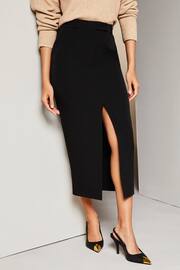 Lipsy Black Petite Tailored Column Midi Skirt - Image 1 of 4