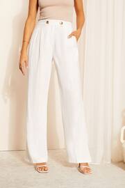 Friends Like These White Wide Leg Trousers with Linen - Image 1 of 4