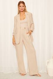 Friends Like These Cream Wide Leg Trousers with Linen - Image 2 of 4