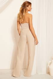 Friends Like These Cream Wide Leg Trousers with Linen - Image 4 of 4
