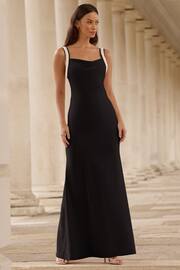 Lipsy Black Pearl Strap Cowl Maxi Bridesmaid Dress - Image 4 of 4