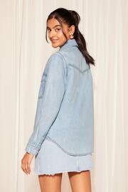 Friends Like These Pale Blue Western Button Through Denim Shirt - Image 4 of 4