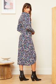 Love & Roses Purple Print Petite Wrap Long Sleeve Jersey Midi Dress - Image 3 of 4