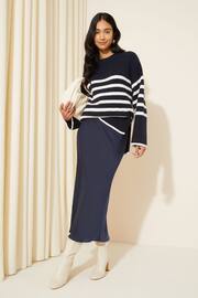 Friends Like These Navy Blue Stripe Split Hem Relaxed Jumper - Image 3 of 4