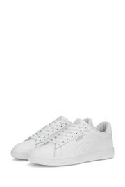 Puma White Smash 3.0 Leather Youth Trainers - Image 3 of 6