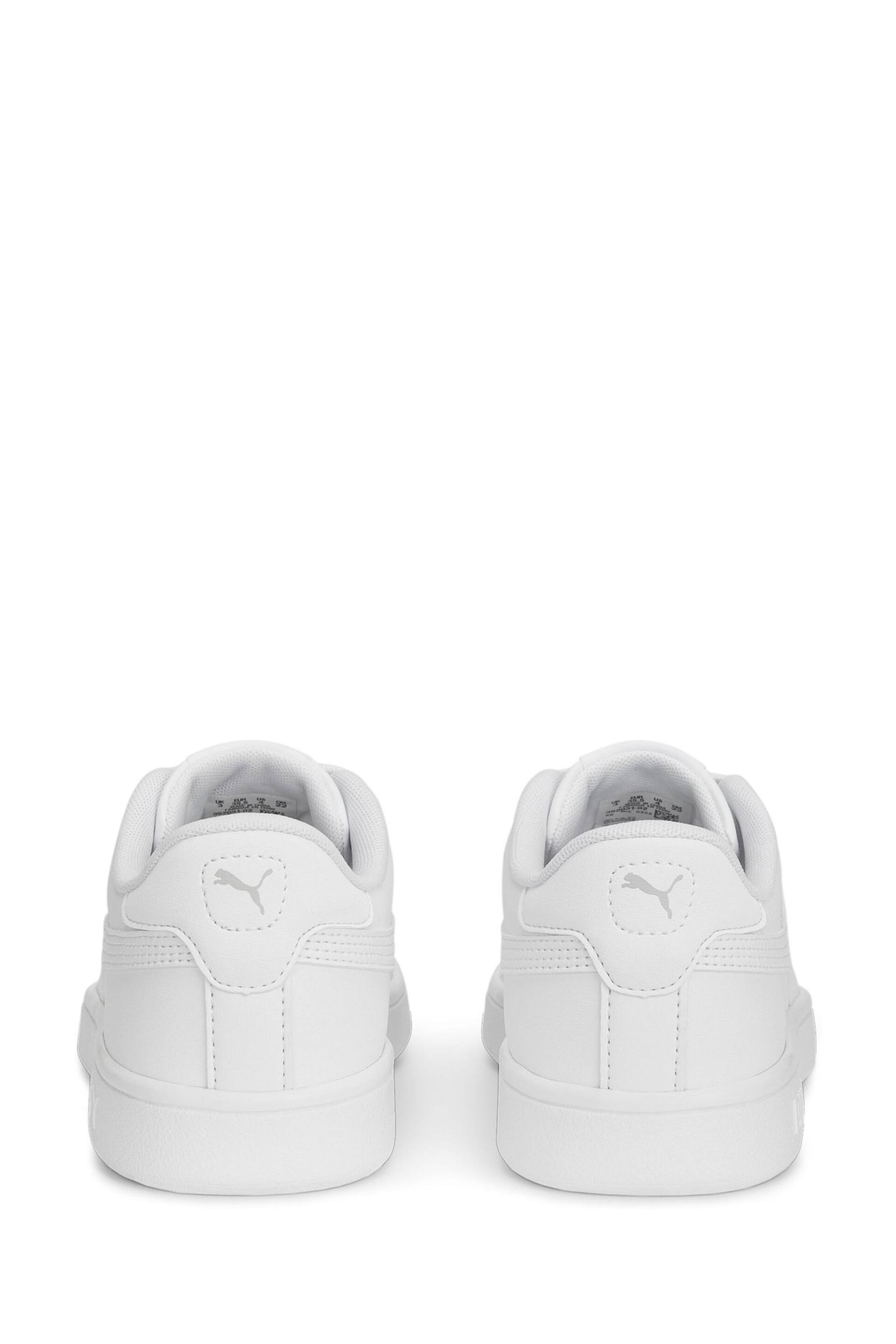 Puma White Smash 3.0 Leather Youth Trainers - Image 4 of 6