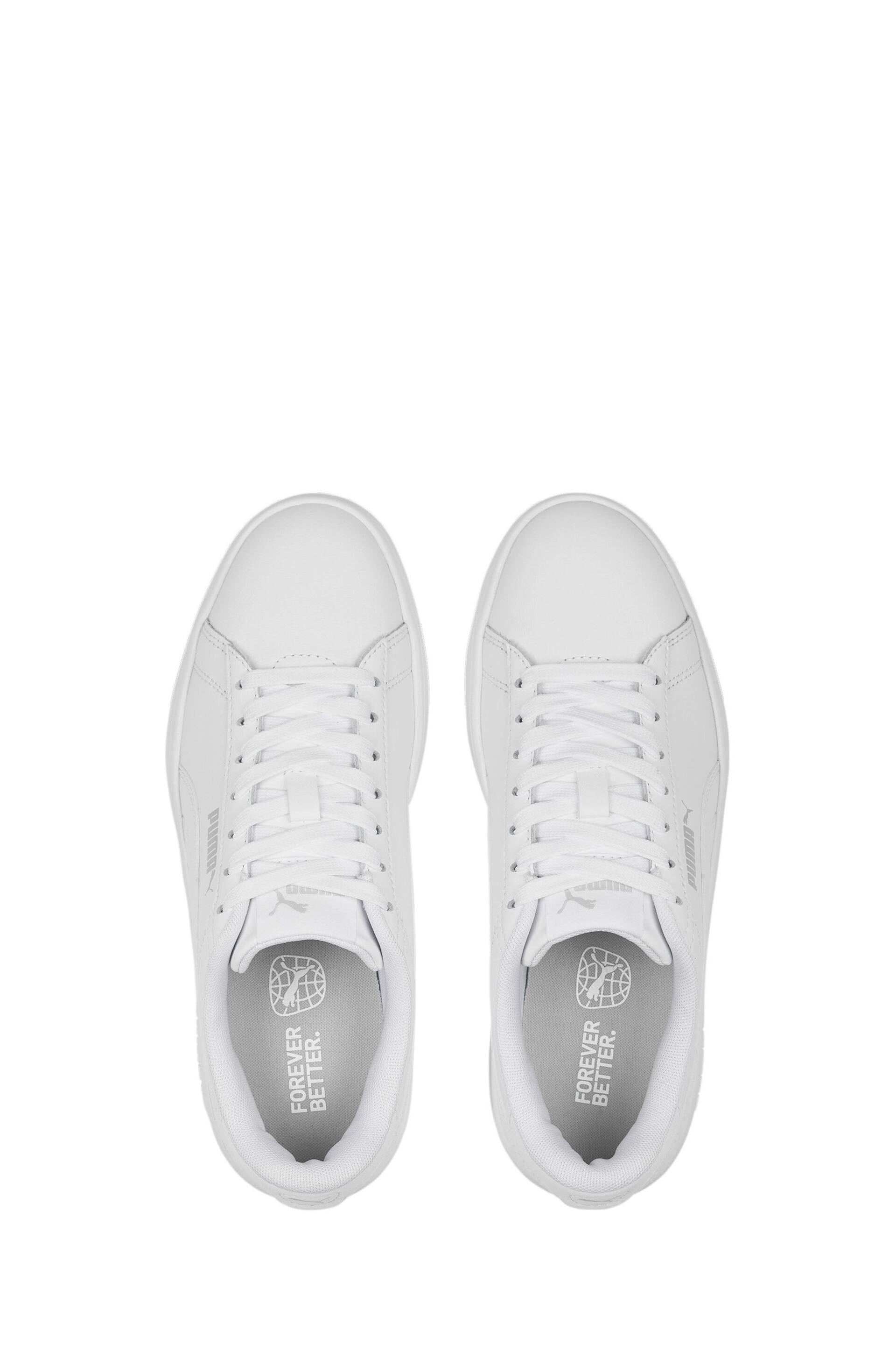 Puma White Smash 3.0 Leather Youth Trainers - Image 5 of 6