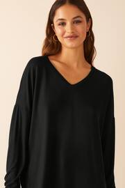 Friends Like These Black Petite Short Sleeve V Neck Tunic Top - Image 4 of 4