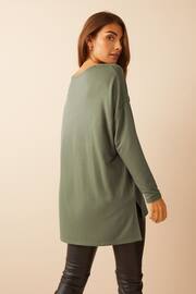 Friends Like These Khaki Green Petite Short Sleeve V Neck Tunic Top - Image 2 of 4