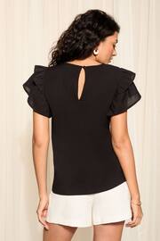 Friends Like These Black Double Ruffle Short Sleeve Top - Image 4 of 4