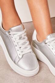 Lipsy Silver Chunky Flatform Lace Up Trainer - Image 4 of 4