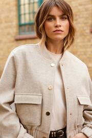 Friends Like These Beige Wool Bomber Jacket - Image 2 of 4