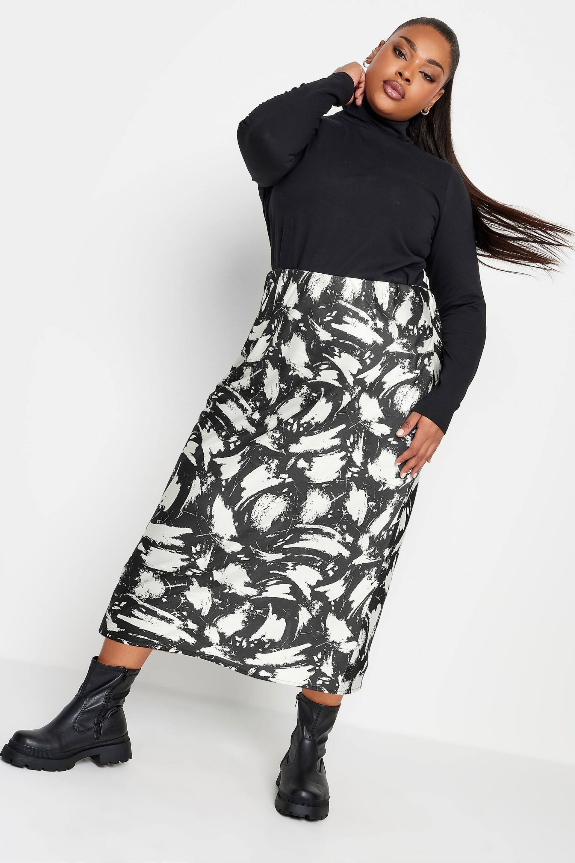 Yours Curve Black Bias Cut Skirt - Image 3 of 4