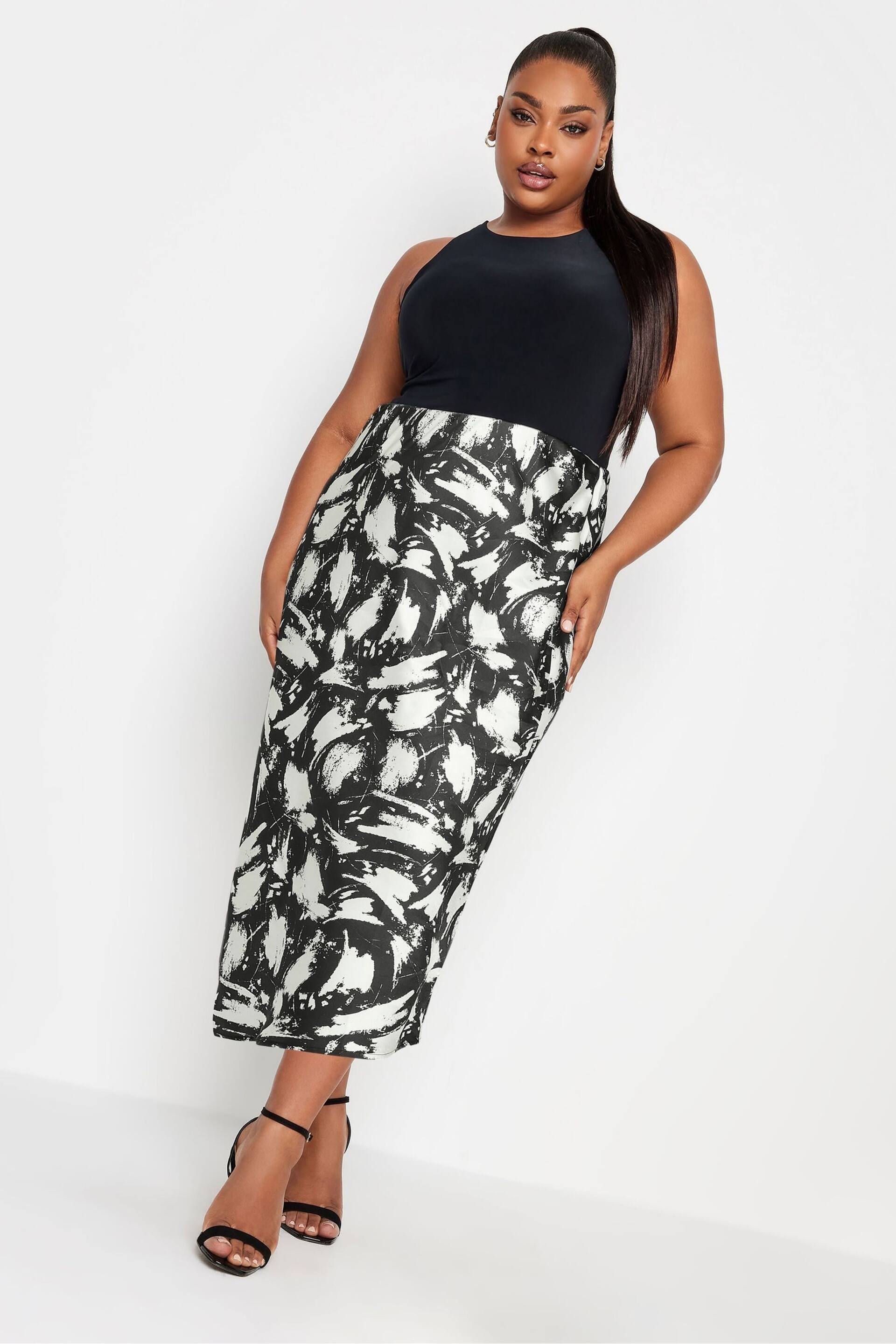 Yours Curve Black Bias Cut Skirt - Image 4 of 4