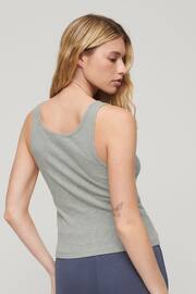 SUPERDRY Grey Athletic Essential Ribbed Vest Top - Image 2 of 3