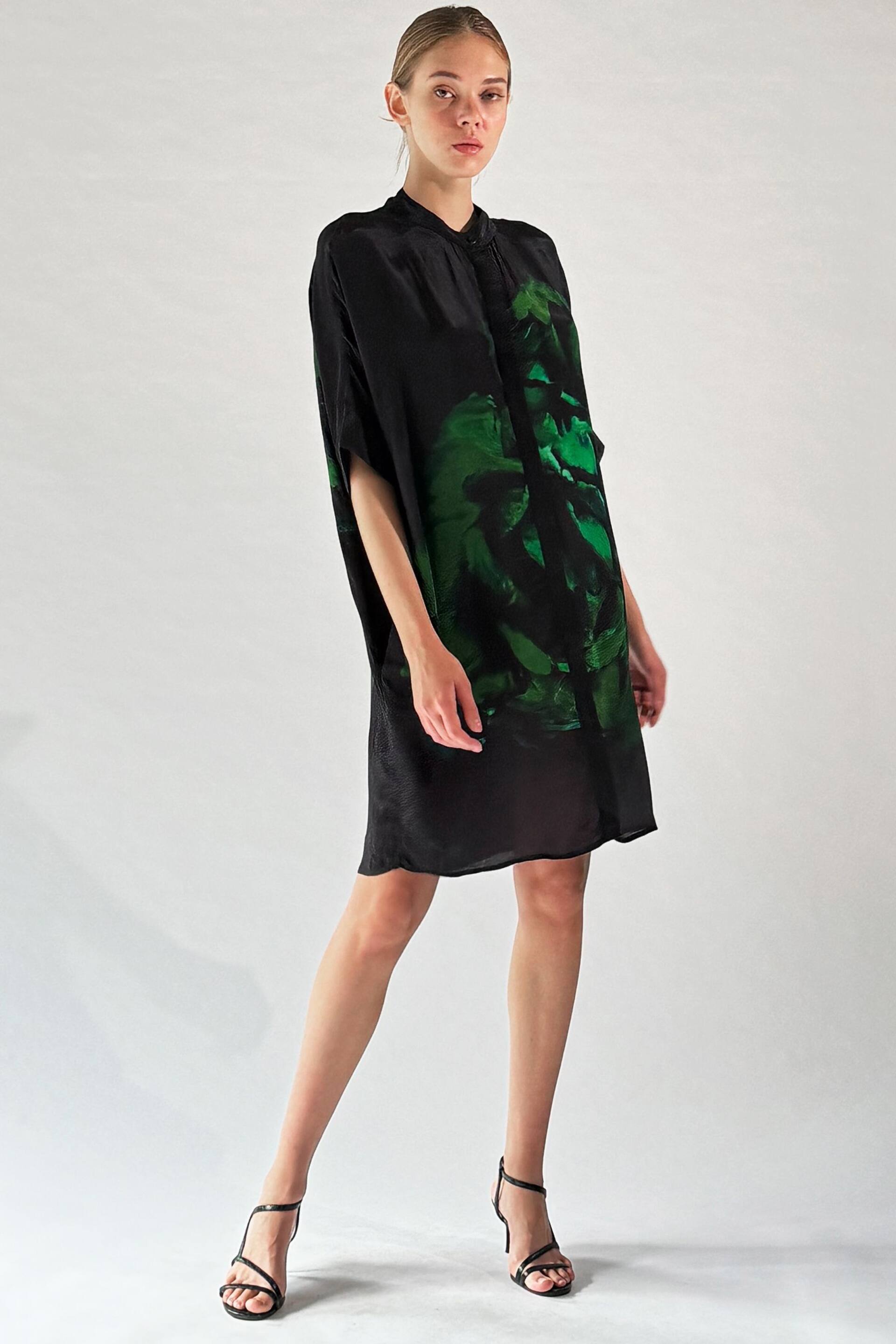 Religion Green Floral Print Strike Tunic With Large Floral Placement In Seasonal Colours - Image 1 of 6