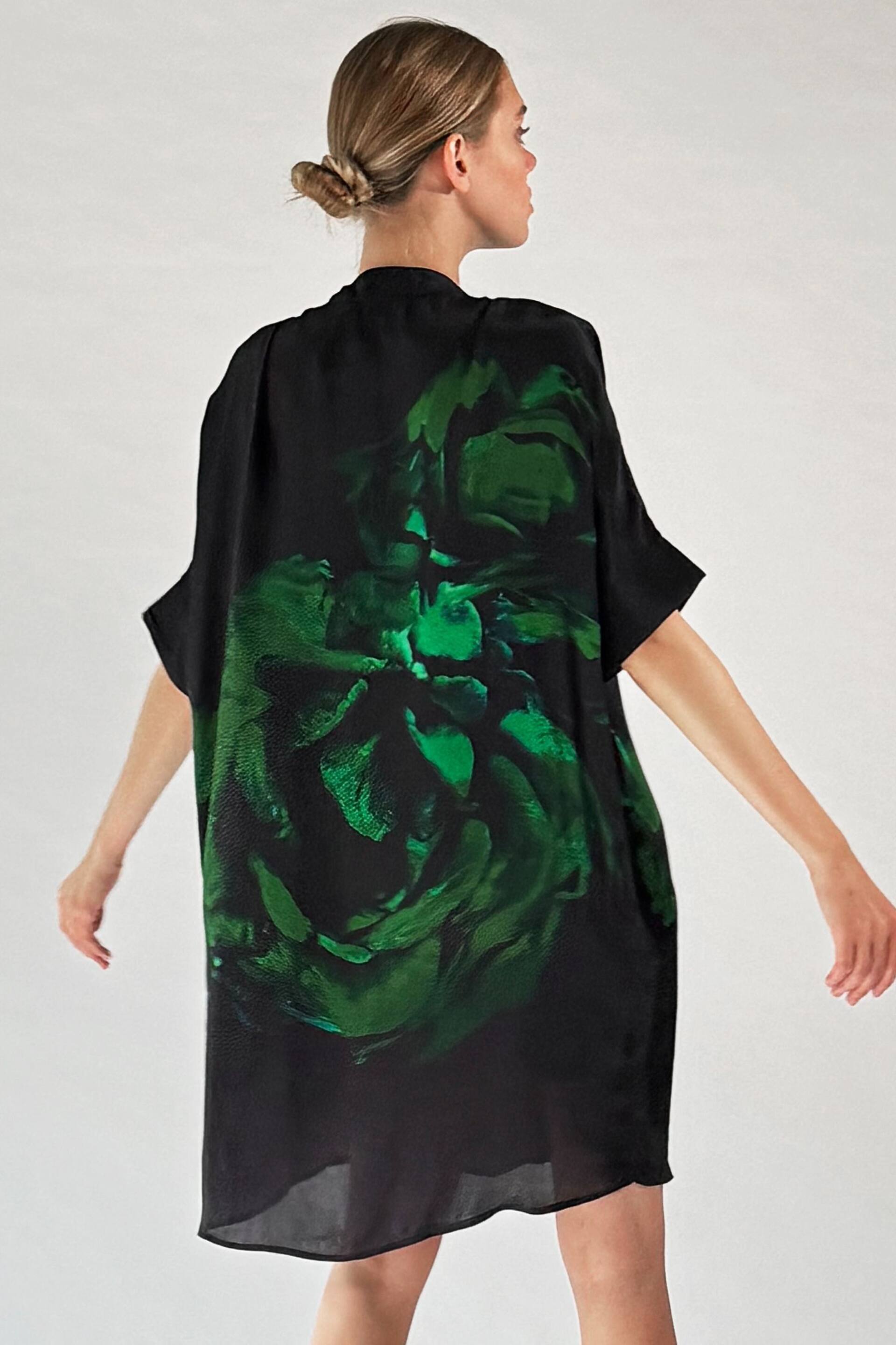 Religion Green Floral Print Strike Tunic With Large Floral Placement In Seasonal Colours - Image 4 of 6