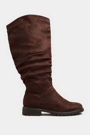 Yours Curve Brown Extra-Wide Fit Ruched Cleated Boots - Image 2 of 4