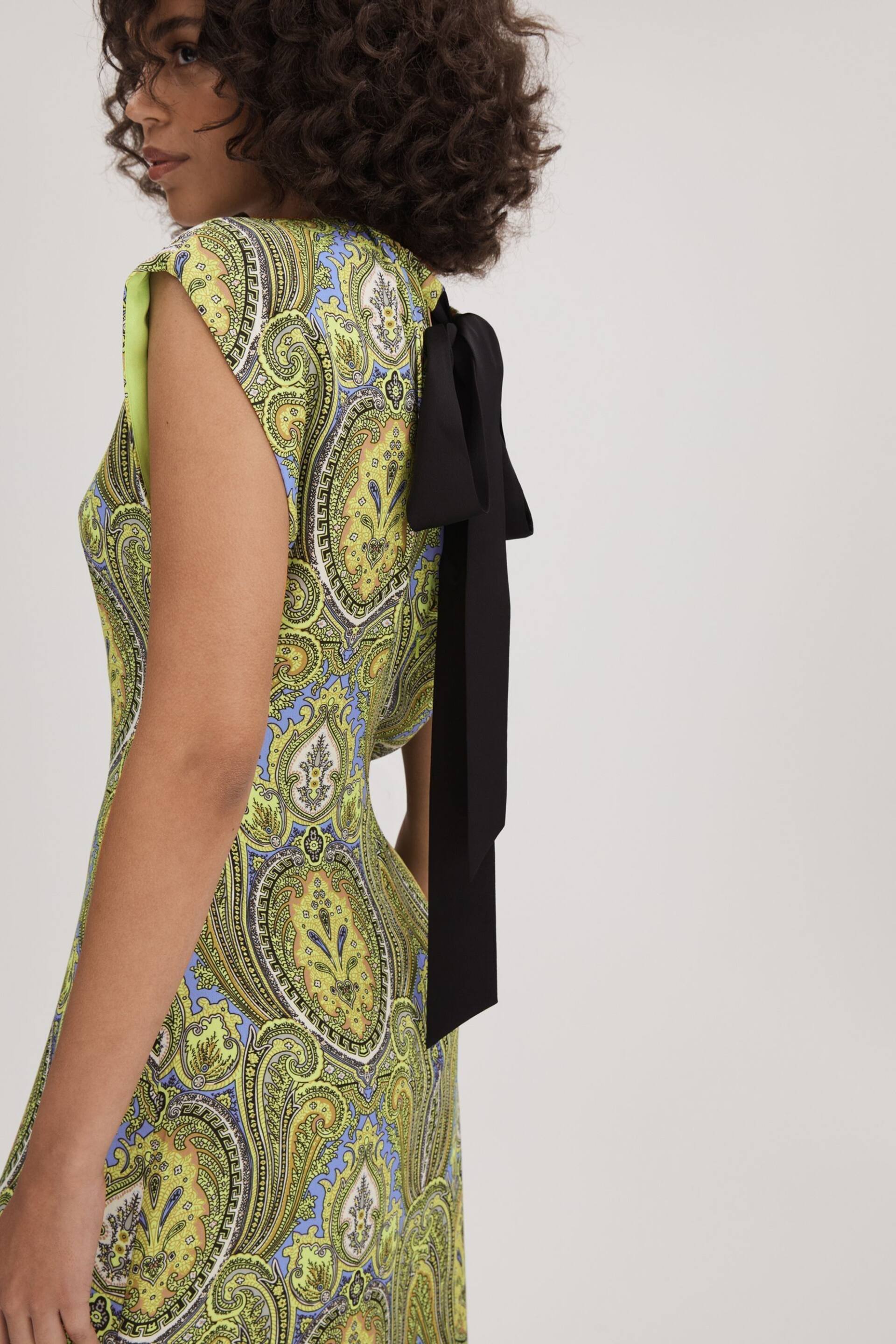 Florere Printed Tie Back Midi Dress - Image 4 of 6
