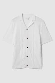 Reiss White Fortune Cable Knit Cuban Collar Shirt - Image 2 of 6