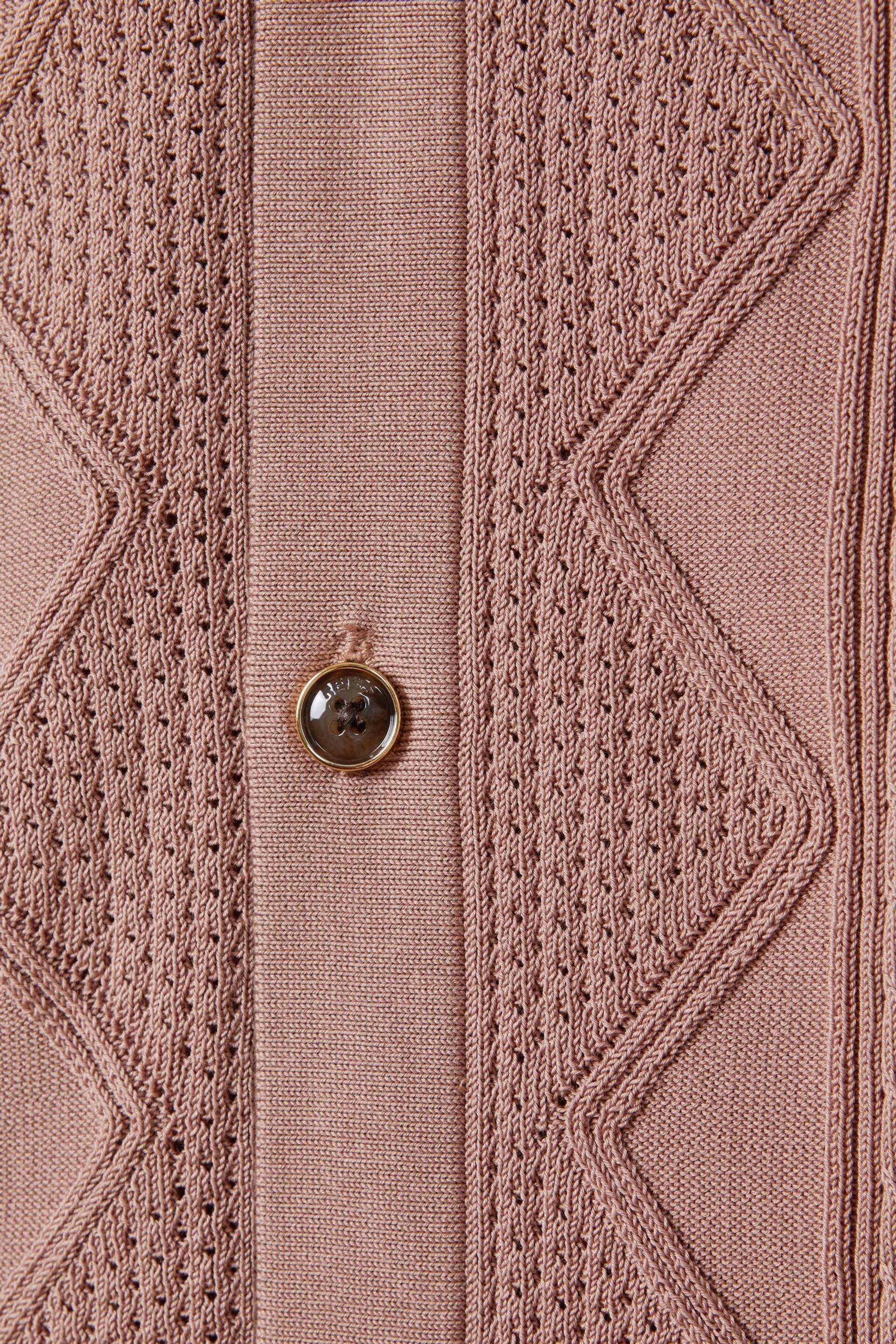 Reiss Rose Fortune Cable Knit Cuban Collar Shirt - Image 6 of 6