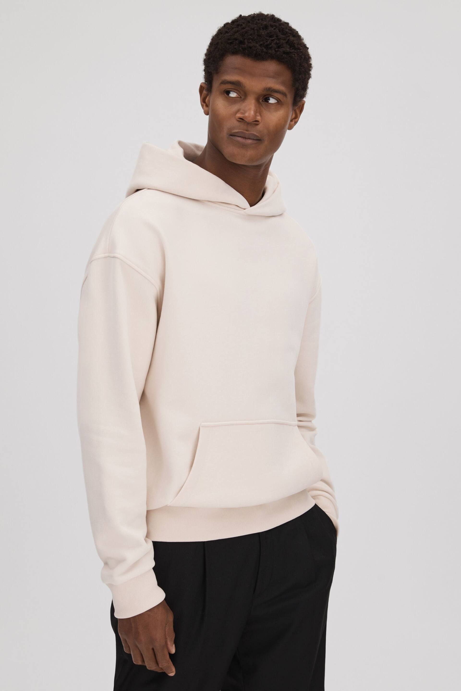 Reiss Off White Alexander Casual Fit Cotton Hoodie - Image 1 of 6