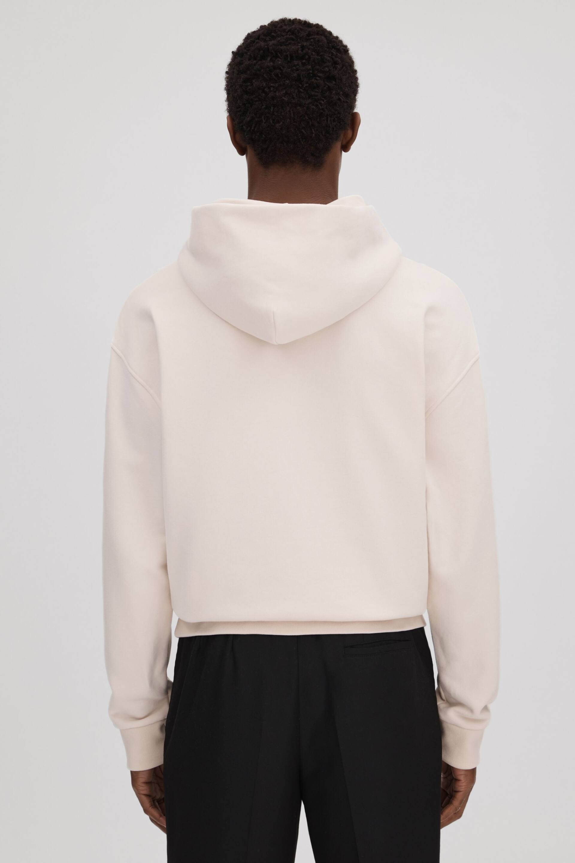 Reiss Off White Alexander Casual Fit Cotton Hoodie - Image 5 of 6