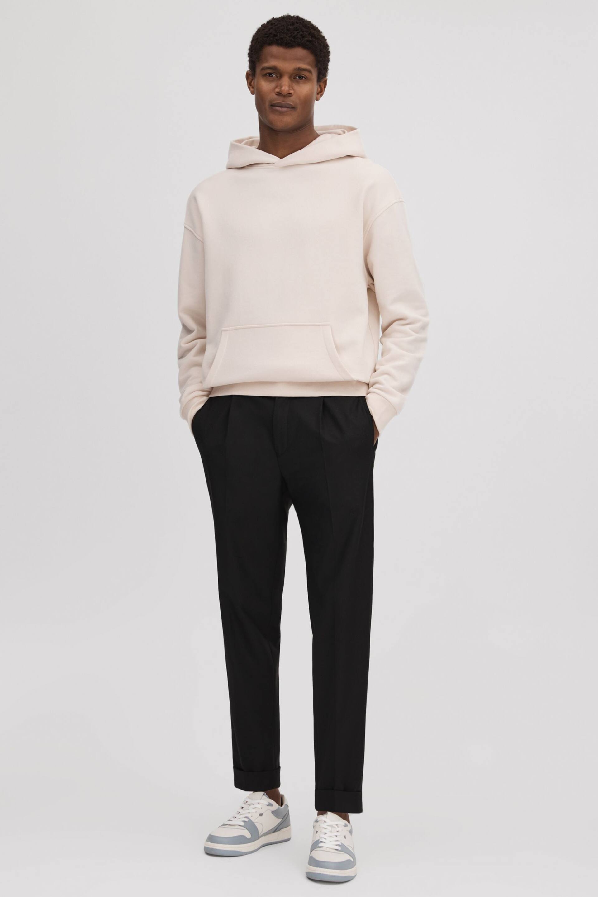 Reiss Off White Alexander Casual Fit Cotton Hoodie - Image 6 of 6