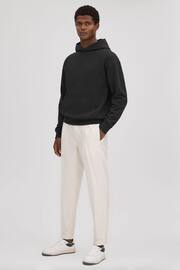 Reiss Washed Black Alexander Casual Fit Cotton Hoodie - Image 3 of 5
