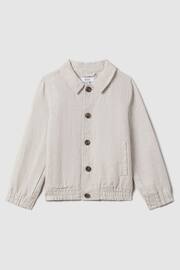 Reiss Stone Cadiz Senior Linen Elasticated Trim Bomber Jacket - Image 2 of 6