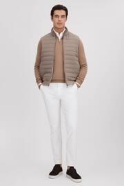 Reiss Mink Cranford Hybrid Quilt and Knit Zip-Through Gilet - Image 3 of 6