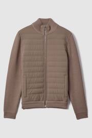 Reiss Mink Southend Hybrid Quilt and Knit Zip-Through Jacket - Image 2 of 6