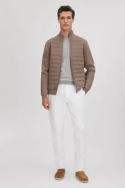 Reiss Mink Southend Hybrid Quilt and Knit Zip-Through Jacket - Image 3 of 6