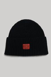 Superdry Black Workwear Knitted Beanie - Image 1 of 3