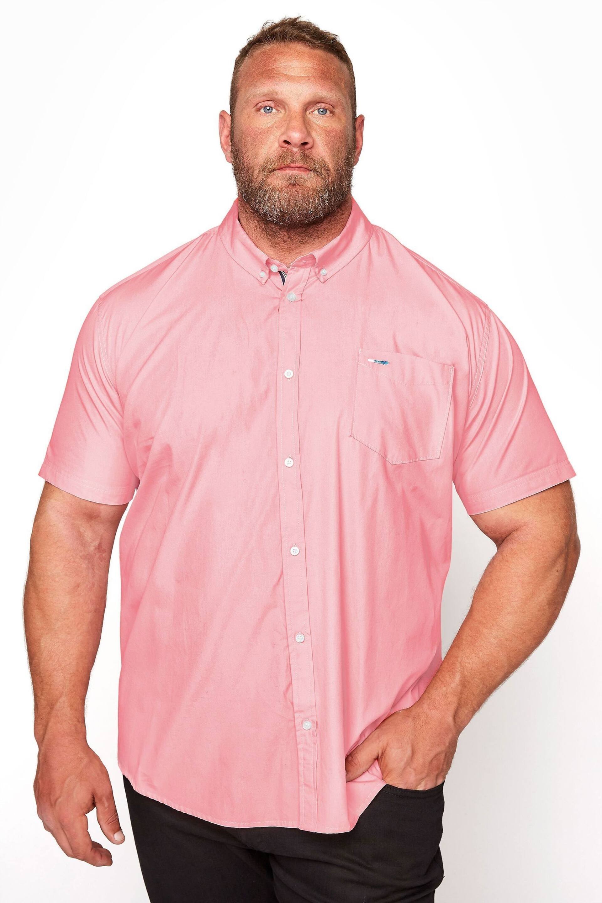 BadRhino Big & Tall Pink Short Sleeve Oxford Shirt - Image 1 of 3
