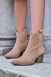 Linzi Natural Jessie Suede Western Ankle Boots - Image 1 of 5