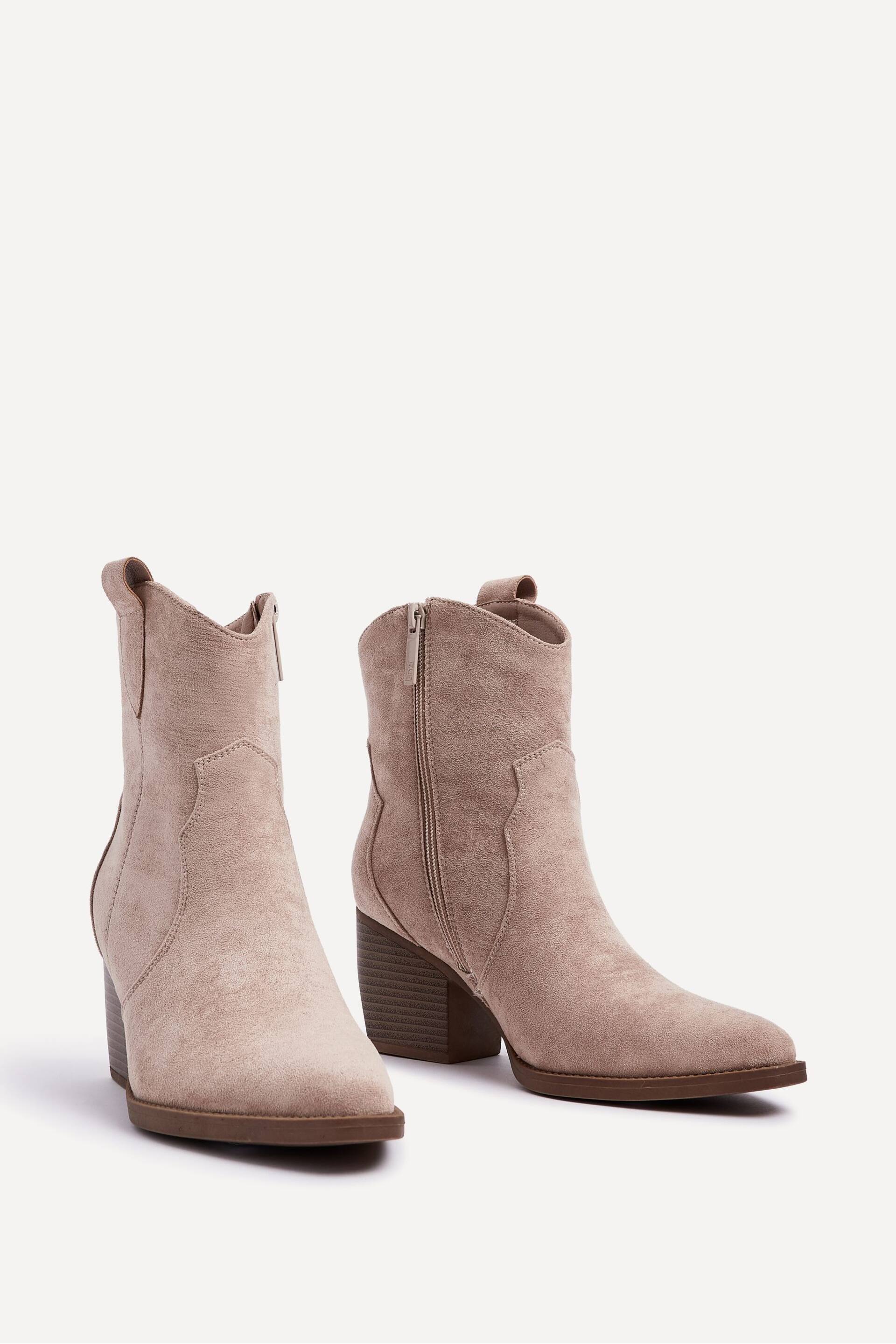 Linzi Natural Jessie Suede Western Ankle Boots - Image 3 of 5