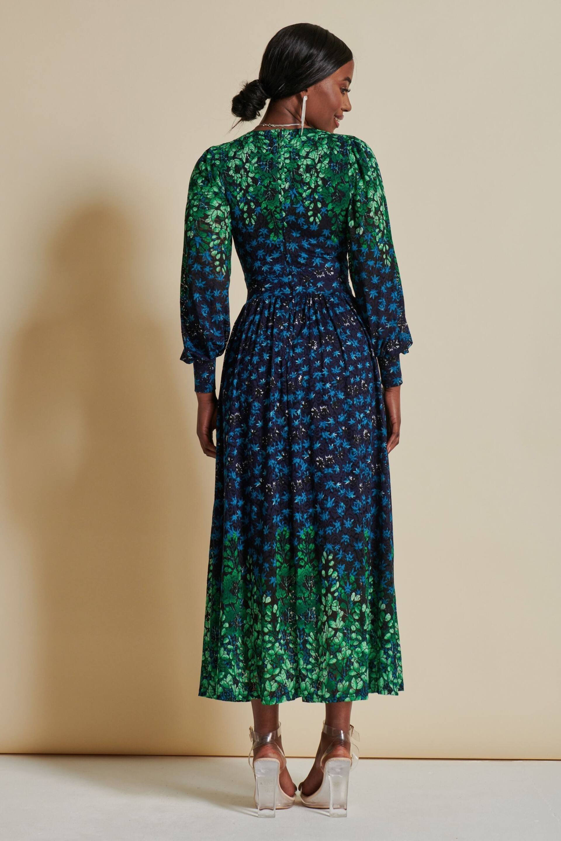 Jolie Moi Blue Quiyn Symmetrical Print Lace Maxi Dress - Image 2 of 6