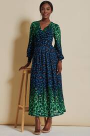 Jolie Moi Blue Quiyn Symmetrical Print Lace Maxi Dress - Image 3 of 6