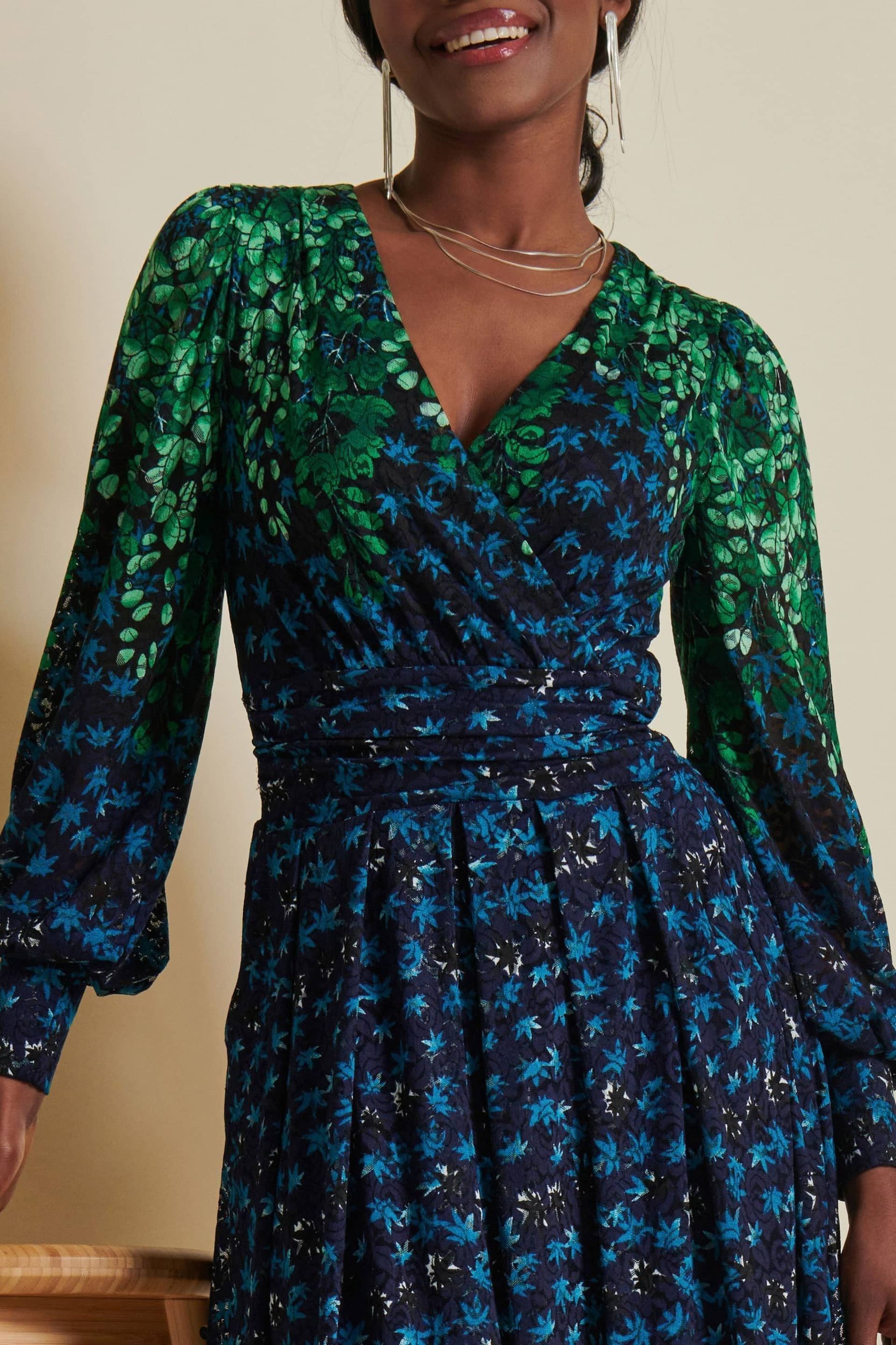 Jolie Moi Blue Quiyn Symmetrical Print Lace Maxi Dress - Image 6 of 6