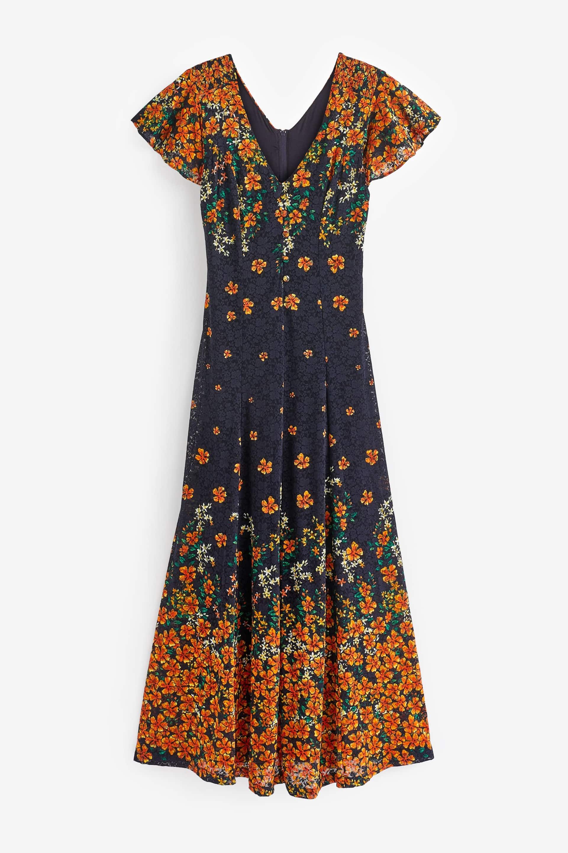 Jolie Moi Orange Lace Floral Print Fit & Flare Maxi Dress - Image 7 of 7