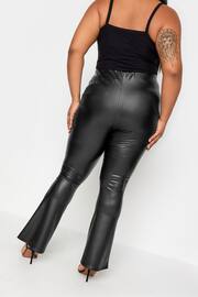 Yours Curve Black Limited Coated Flare Leggings - Image 2 of 3
