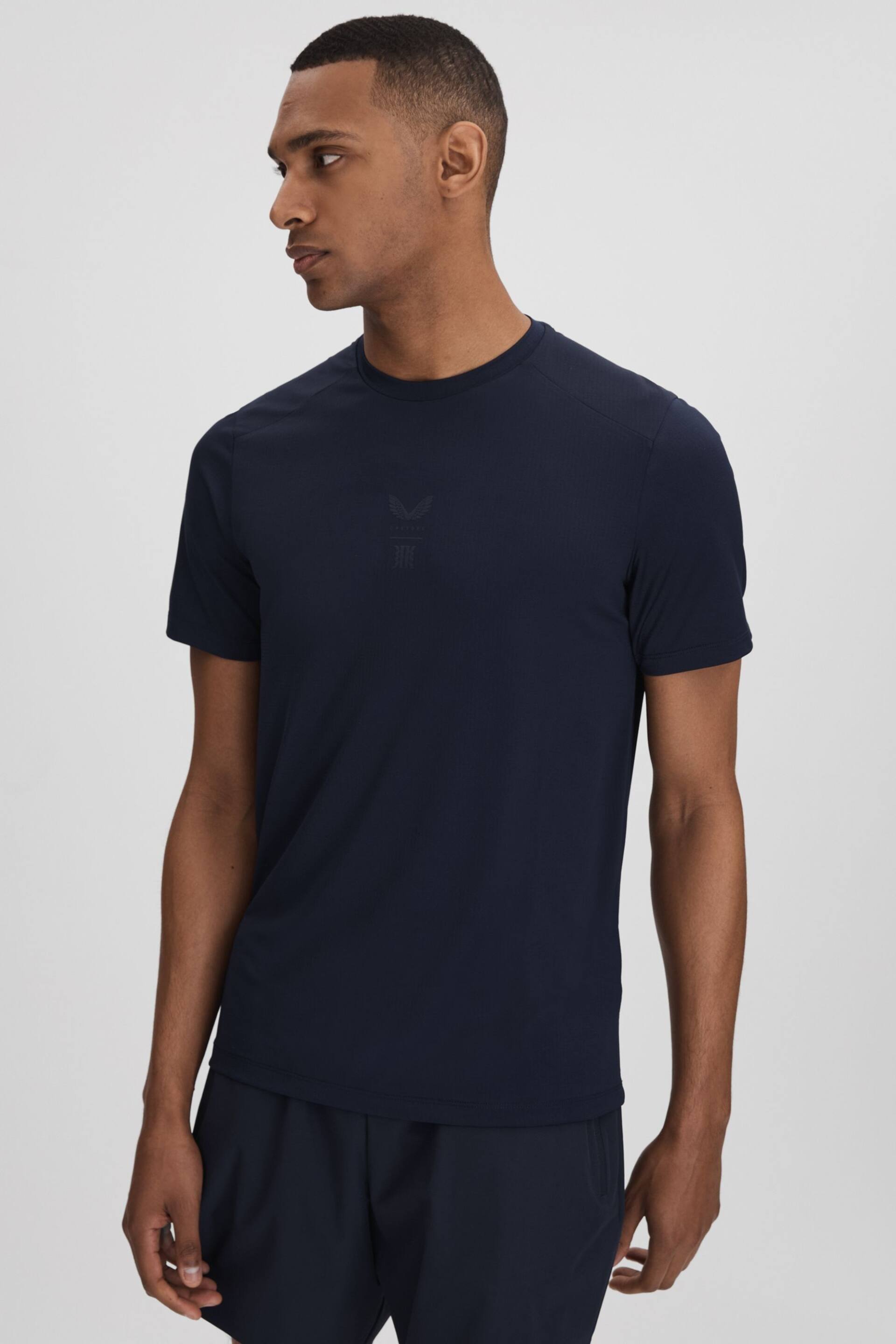 Reiss Midnight Navy Jax Castore Performance Crew Neck T-Shirt - Image 1 of 7