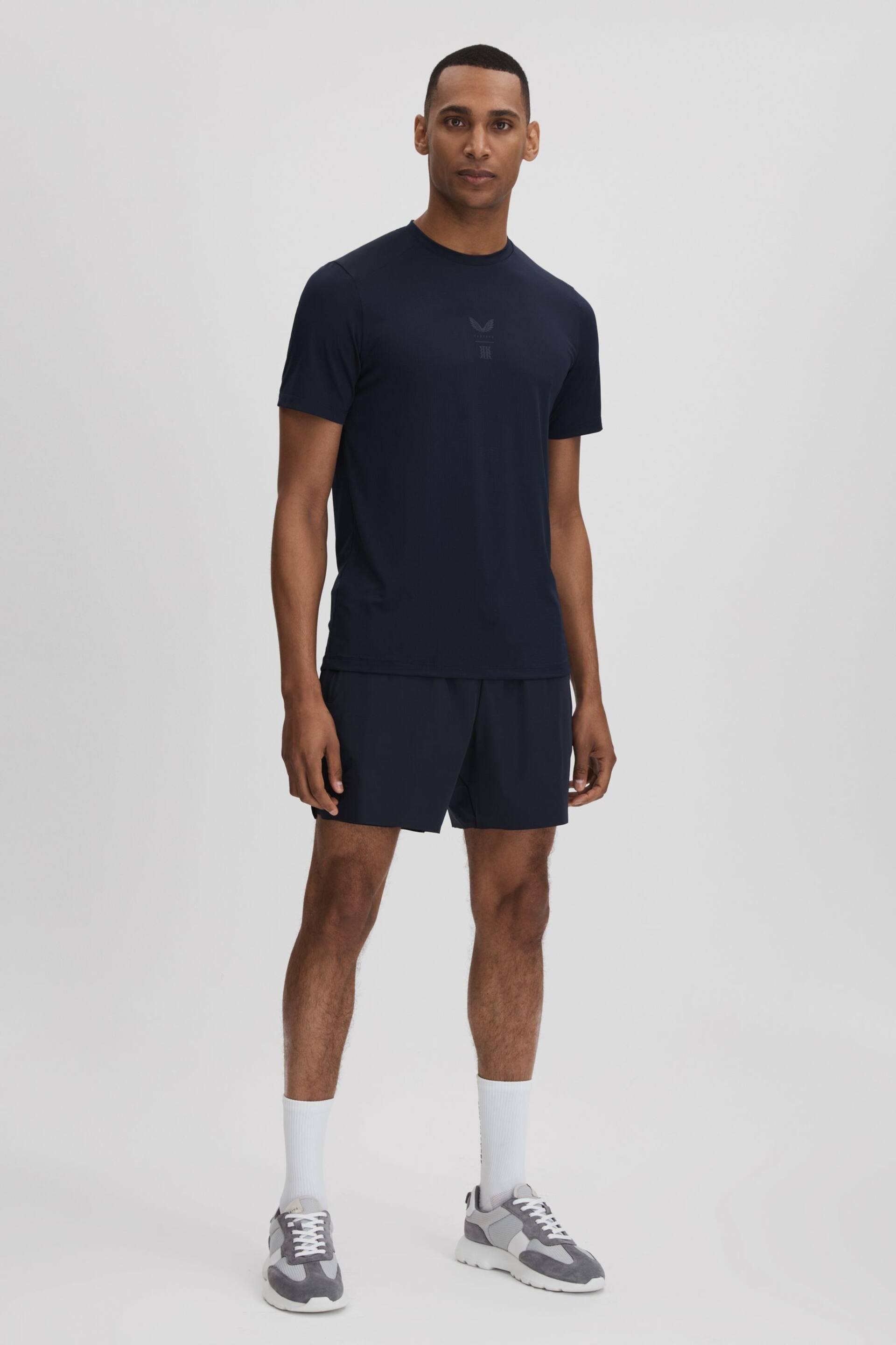 Reiss Midnight Navy Jax Castore Performance Crew Neck T-Shirt - Image 3 of 7