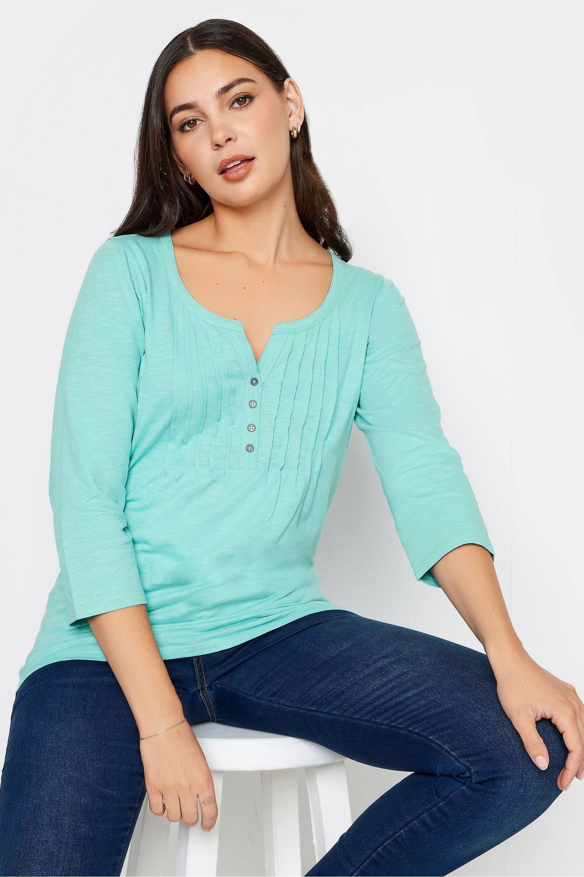 Long Tall Sally Turquoise Henley Top - Image 1 of 4