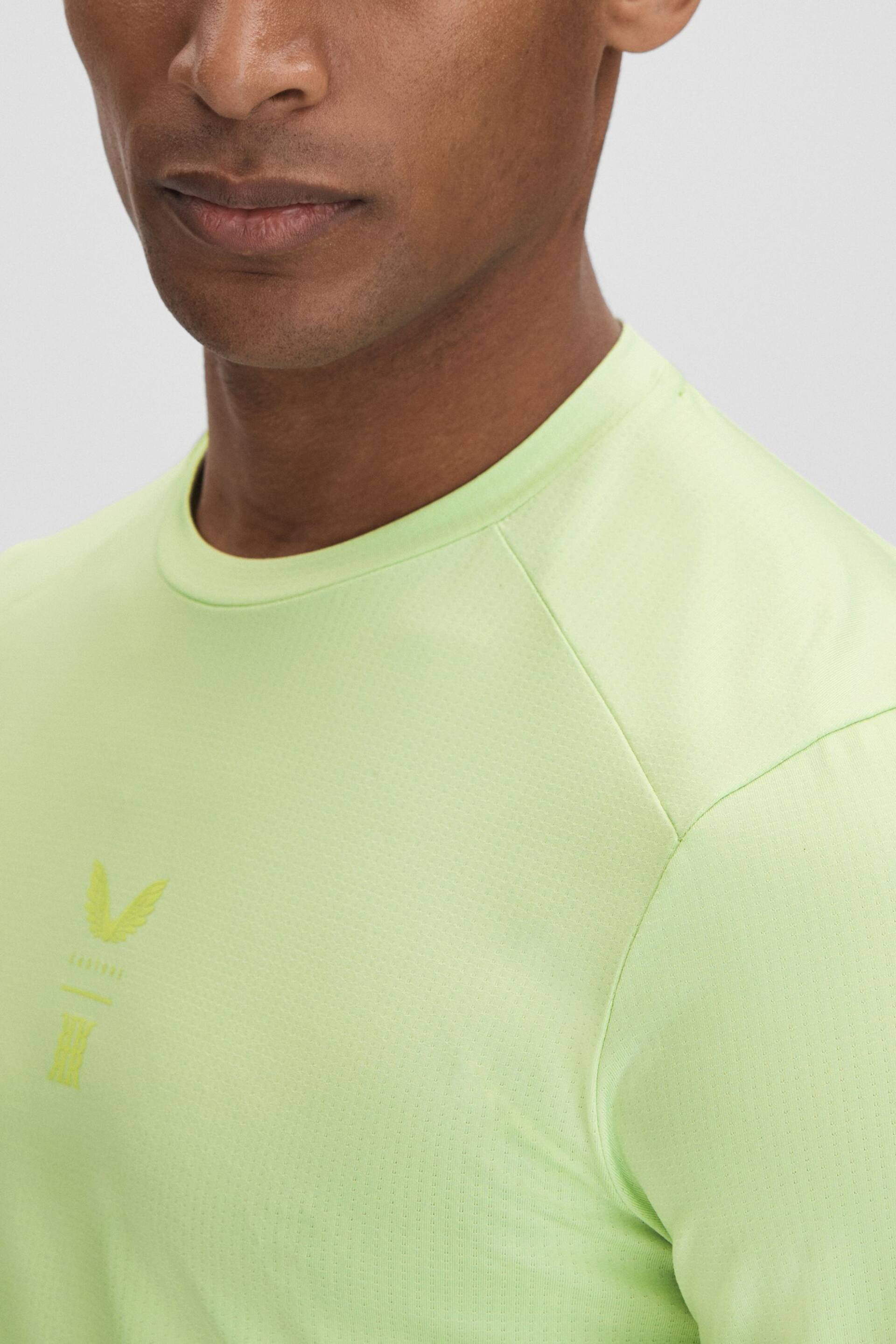 Reiss Iced Citrus Yellow Kash Castore Performance Long Sleeve Top - Image 4 of 9
