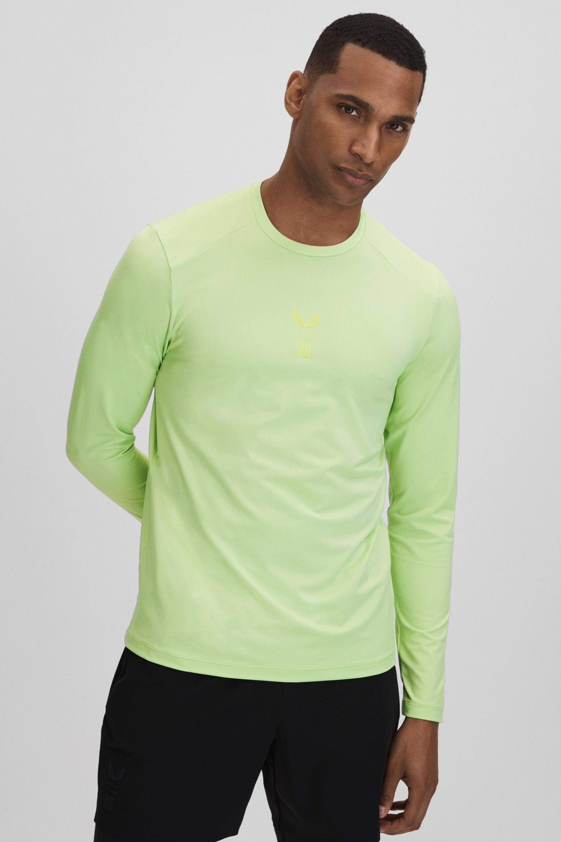 Reiss Iced Citrus Yellow Kash Castore Performance Long Sleeve Top - Image 8 of 9